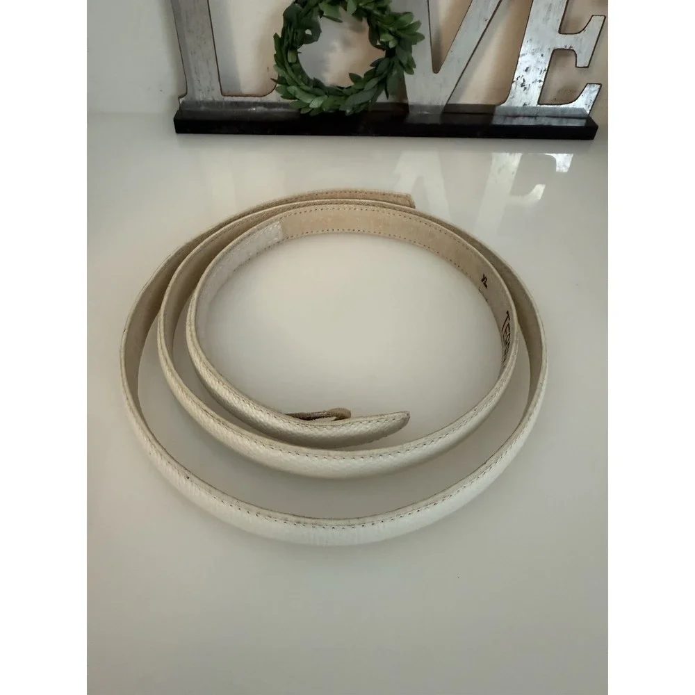 Terry‎ Stack Size XL Minimalist Belt Off White Italian Leather Hook Loop Closure